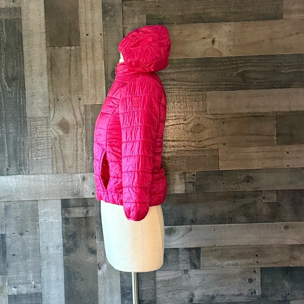 GAP Kids pink puffer jacket medium zip up hoodie Barbiecore girlhoodcore school
